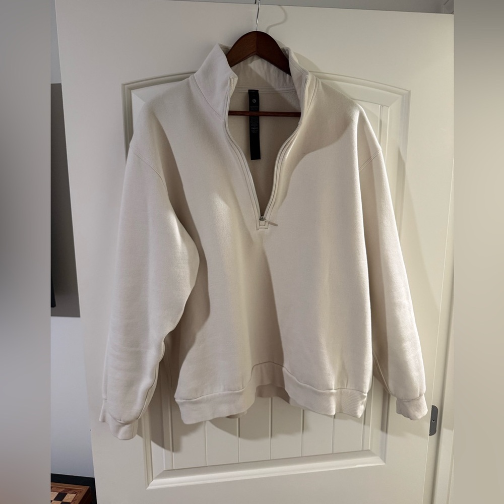 Cream Quarter-Zip Pullover Sweatshirt Men’s Large Lululemon